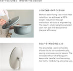Vermicular Oven Pot 2.0 | Lightweight Enameled Cast Iron Pot | 22cm (3.7 Qt) | Non-Toxic | Induction-compatible | Dutch Oven | Made in Japan | Sea Salt White
