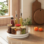 LAMU 1 Pack Lazy Susan Organizer, 10'' Lazy Susan Turntable for Cabinet, Table Top, Pantry, Refrigerator, Kitchen, Oak