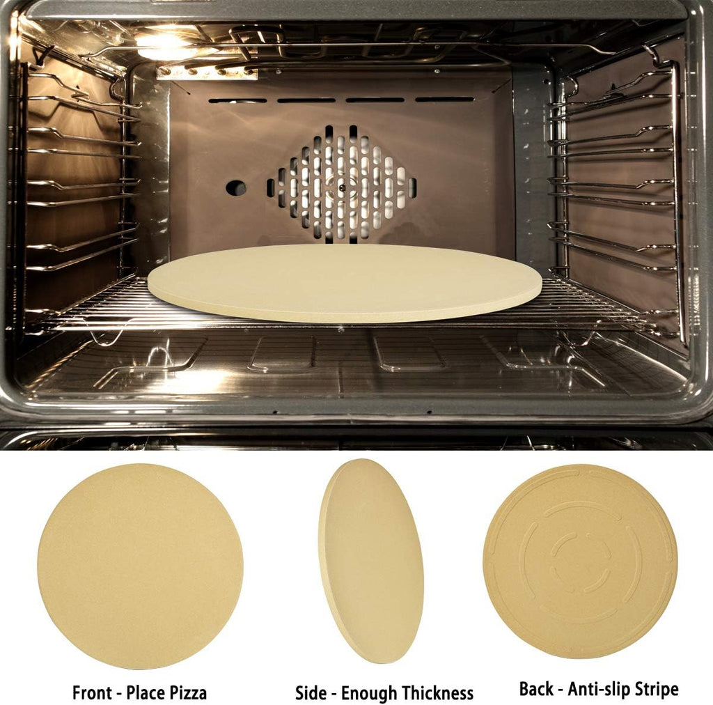 Onlyfire Heavy Duty Ceramic Pizza Grilling Stone, 15" Round Baking Stone for Best Crispy Crust Pizza, Perfect for Oven, BBQ and Grill, Thermal Shock Resistant