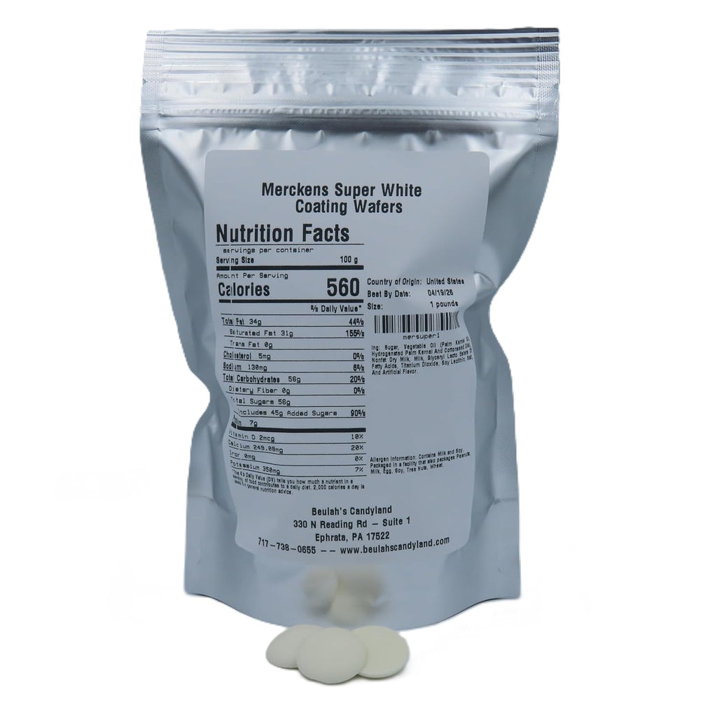 MERCKENS Coating Wafers, Melting Chocolate, Super White, 1 Pound Package
