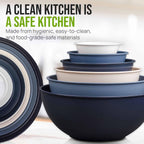 Zulay Kitchen 12 Piece Plastic Mixing Bowls with Leak-Proof Lids Set - Microwave and Freezer Safe Kitchen Mixing Bowls for Preparing, Serving and Storing - Large Nesting Bowls (Navy Ombre)