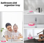 Silicone Bathroom Soap Dishes with Drain Spout-Bathroom and Kitchen Sink Organizer,Sponge Holder,Dish Soap Tray,Perfect for Dispenser,Scrubber,Bottle,Cup on Sink or Counter-Rose 4.9"×3.2"