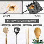 AUOON Spoon Rest for Stove Top - Silicone Utensil Rest with Drip Pad for Kitchen Counter | Practical Kitchen Gadgets for Cooking | Dishwasher Safe (Grey, Large)
