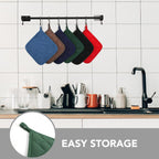Joyhalo 4 Pack Pot Holders for Kitchen,Cotton Oven Holder with Great Heat Resistance,Non Slip Hot Pads for Kitchen Clearance,Dark Green