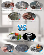Hibbent Upgraded 3 in 1 Kitchen Sink Drain Strainer and Stopper Combo, Stainless Steel Metal Pop Up Sink Stopper with Foldable Handle, 3 Anti-Clogging Baskets, Fit for US Standard 3-1/2 Inch Drain