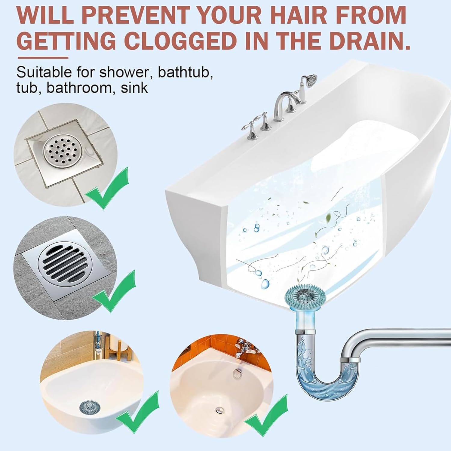 Gotega Bathroom Sink Drain Strainers, Hair Catcher Shower Drain Covers Protector, Flexible TPR Material, Multiple Colors for Bathroom Tub Shower and Sink Garbage Disposal Parts, Bright-Colored, 5 Pack