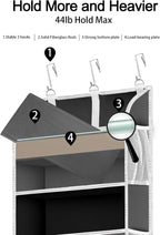 1 Pack Over The Door Organizer Storage, Hanging Organizer Closet with 5 Large Pockets 10 Mesh Pockets, 44 lbs Weight Capacity, Behind Door Storage for Nursery Bedroom Bathroom (Dark Grey)