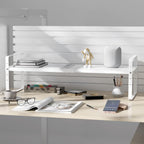 Expandable Cabinet Shelf Organizer Adjustable Metal Spice Rack Stackable Freestanding Counter Storage Shelves for Kitchen Cabinet Under Sink Office Desk (White - 2Pack - L16.5-27'' * W8'' * H9.6'')