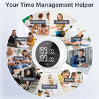 Dual Digital Kitchen Timer for Cooking, 199 Minutes Countdown & Stopwatch, Timer for Fridge, Big Digits, High-Definition Display, Easy Rotary Adjustment, 3 Volumes, 2 Brightness Levels, White