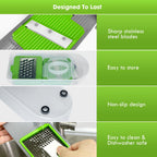 LHS Multifunctional Vegetable Chopper - 7 in 1 Veggie Slicer, Dicer, Cutter for Onions, Potatoes, Salad - Grey Container Included