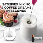 Zulay Kitchen Powerful Milk Frother Wand With 4 AA Duracell Batteries - Ultra Fast Handheld Drink Mixer - Electric Whisk Foam Maker for Coffee, Lattes, Cappuccino, Matcha & Creamer -
