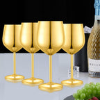 Stainless Steel Wine Glasses Set of 4 Unbreakable Gold Wine Glass 18 oz Unique Metal Wine Goblets for Outdoor, Travel, Camping, Pool, Ideal Gift for Wine Lovers