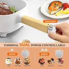 Audecook Hot Pot Electric 2L, Cermic Glaze Non-Stick Frying Pan 8 Inch, Portable Travel Cooker for Ramen/Steak/Fried Rice/Oatmeal/Soup, with Dual Power Control (Silicone Spatula Included)