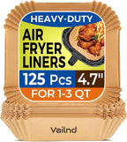 Small Air Fryer Liners Disposable, 2 QT Parchment Paper for COSORI 2.1 Qt Air Fryer, 125PCS 4.7 Inch Square Baking Paper Sheets for Mini Airfryer Basket