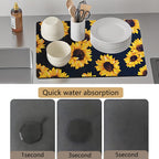 Dish Drying Mat Foldable Fall Kitchen Drying Mat Absorbent Sink Mat Multi-Purpose Coffee Pad Easy To Clean,Kitchen Gadgets,sunflower decor(sunflower) (12inches*15inches)