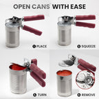 Zulay Kitchen Heavy Duty Stainless Steel Can Opener Manual with Bottle Opener - Rust Proof Manual Can Opener With Turn Knob & Comfy Soft Grip Handles - Deep Red