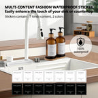 Amber Glass Soap Dispenser - Dish Hand Soap Dispenser for Kitchen Set, Soap Lotion Dispenser Bathroom with Sturdy Pump and Tray, 14 Waterproof Labels,Refillable Dispenser-Amber