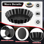 24 Pieces Mini Tart Pans with Removable Bottom 4 Inch Round Nonstick Quiche Pan Fluted Sided Tart Tins Non Stick Small Tart Mold for Kitchen Baking Pies, Tartlets, Mousse Cakes, Muffins