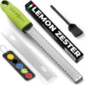 Stainless Steel Cheese Grater & Lemon Zester w/Extra Sharp Blade - Perfect for Lemon, Parmesan, Garlic, Chocolate - Spice Up any Dish in Seconds w/Your Premium Citrus Hand Grater with Handle - Green