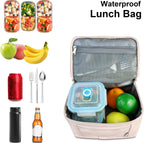 NOL Natural Organic Lifestyle Small Lunch Bag Mini Lunch Box Insulated Lunch Bag for Men/Women Leakproof Cooler Tote Bag Lightweight Nylon Waterproof Lunch Box For Work, Cream