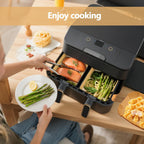 150 Pack 8.6x5.5" Air Fryer Liners, Parchment Paper Sheets For Ninja DZ201/DZ401 Dual Basket, Non-Stick, Disposable, Unbleached, Heat Resistant, Fits 3-6 QT Air Fryers, Oil-Free & Healthy Cooking.