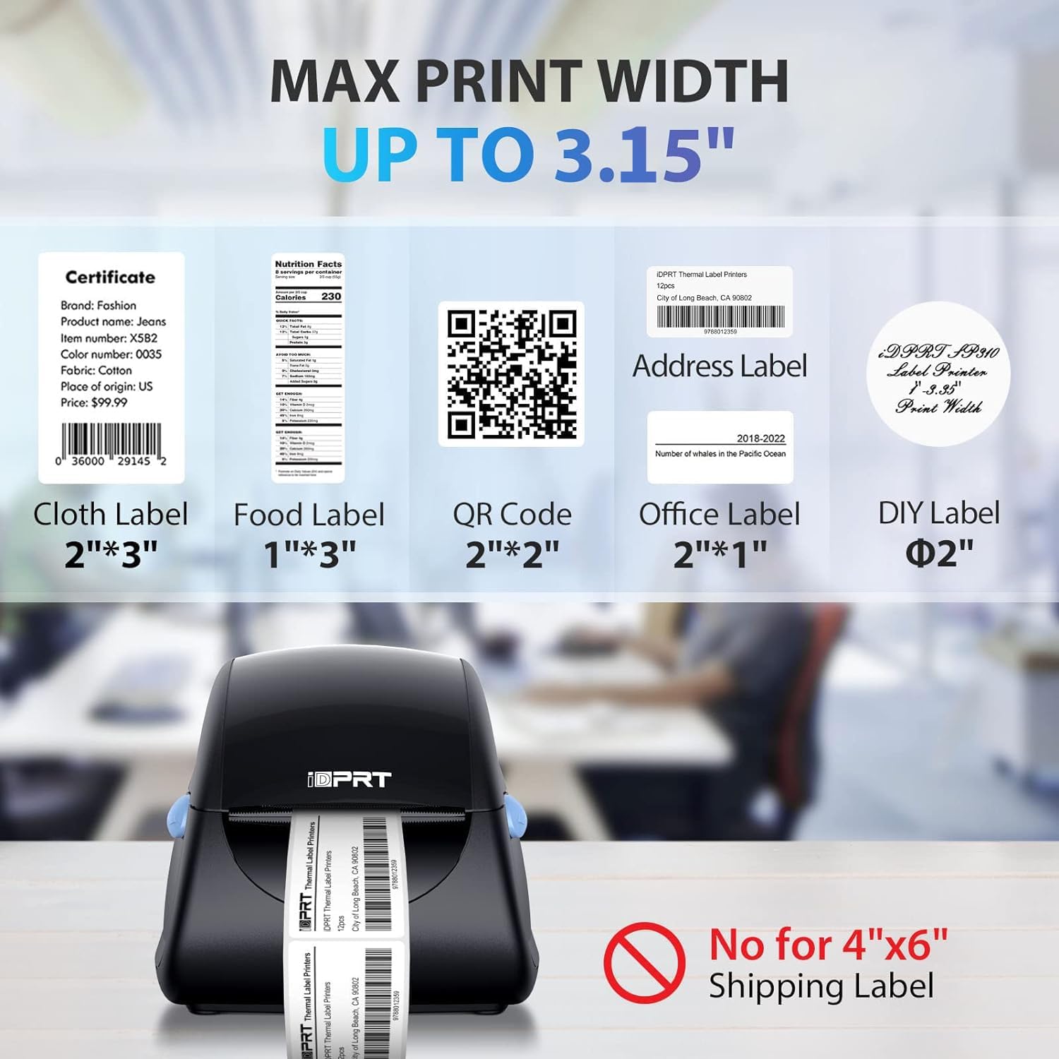 iDPRT Label Printer - SP310 Thermal Label Maker with Auto Label Detection, 1"-3.15" Print Width for Home, Office&Small Business, Suitable for Barcode, Address, Filling and Storing, Support Windows&Mac