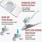 Multi-Purpose Mandoline Slicer with Slide-On Hand Guard - Vegetable Chopper, Potato/Onion/Garlic Slicer, Kitchen Grater(Multi-Color) (Seafoam green, 5-in-1)