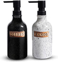 Hand and Dish Dispenser for Kitchen Sink, Ceramic Soap Dispenser Bathroom Countertop, 18 OZ Vintage Handwash Liquid Pump Dispenser for Bathroom Farmhouse Vintage Kitchen Decor