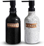 Hand and Dish Dispenser for Kitchen Sink, Ceramic Soap Dispenser Bathroom Countertop, 18 OZ Vintage Handwash Liquid Pump Dispenser for Bathroom Farmhouse Vintage Kitchen Decor