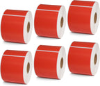 BETCKEY - 2.25" x 4" Multipurpose & Shipping Labels Compatible with Zebra & Rollo Label Printer,Premium Adhesive & Perforated[Red, 6 Rolls, 2100 Labels]