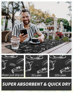 AMOAMI Coffee Mat Hide Stain Rubber Backed Absorbent Dish Drying Mat for Kitchen Counter - Fits Under Coffee Maker & Espresso Machine (12x19,INK)