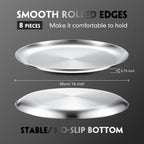 Thenshop 8 Pieces 16 Inch Pizza Pans Bulk Stainless Steel Sets Round Bakeware Pizza Trays for Oven Kitchen Baking Home Restaurant Safe Sturdy Reusable Easy Clean(Matte Silver)