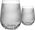 Rolf Glass Cyclone Stemless Wine Tumbler | 17 Ounce Set of 2 | Proudly Made in the USA | Large Engraved Wine Glasses | Lead-Free Glass