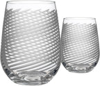 Rolf Glass Cyclone Stemless Wine Tumbler | 17 Ounce Set of 2 | Proudly Made in the USA | Large Engraved Wine Glasses | Lead-Free Glass