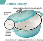 Enameled Cast Iron Covered 5.5 Quart Dutch Oven with Dual Handle for Bread Baking, Dutch Ovens with Lid, Peacock Blue
