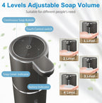 Automatic Liquid Soap Dispenser,4-Level Adjustable, Wall Mount,USB Rechargeable,12.8oz/ 380ml,Touchless Hand & Dish Soap Dispenser for Bathroom, Kitchen,Hotel, Restaurant