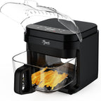 5.8QT Glass Air Fryer, Borosilicate Glass Basket, Non-Toxic BPA & Teflon Free, 8 Presets, Infrared Heating, Flip-Up Safety Shield, Oil-Free Cooking, Easy Clean for Small Homes