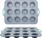 To encounter 2Pack Silicone Muffin Pan with Metal Frame, 12 Cup Regular Size Cupcake Pan, Non-Stick Baking Tray, Food Grade Baking Molds for Oven, Dishwasher Safe