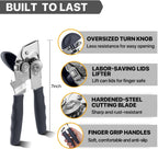 Can Opener Manual Heavy Duty, UHIYEE Hand Held Can Openers for Seniors with Comfort Grip Sharp Blade, Solid Steel Hand Manual Can Open with Magnet for Kitchen Camping, Gray