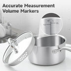 3.5 Quart Stainless Steel Saucepan with Steamer Basket, Tri-ply Full Body, Multipurpose Sauce Pot with Two-Size Drainage Holes Lid, Perfect For Boiling Gravies, Pasta, Noodles