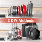 ORDORA Pots and Pans Organizer under Cabinet with Pan Holder: Expandable 11.8"-22.8" Kitchen Cabinet Organizer Rack, 12 Adjustable Dividers Storage for Cookie Sheets, Cutting Boards & Lid Cookware