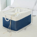 TheWarmHome Organization and Storage Basket for Organizing - X Large 3 Pack 17.7L×13.8W×9.8H in Collapsible Storage Bin for Shelves, Basket for Gifts Empty Toys Organizer Gift (White & Jean Blus)