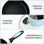 Nonstick Saucepan Set with Lid, Non Stick 1Qt & 2Qt Sauce Pan Set with Glass Lid Small Pot for Home Kitchen