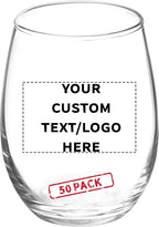 Custom Stemless Wine Glasses by ARC 5.5 oz. Set of 50, Personalized Bulk Pack - Perfect for Hotel, Bar, Restaurant or Lounge - Clear