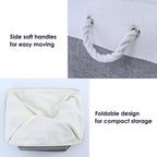 TcaFmac Small Storage Baskets for Shelf 6 Pack Canvas Storage Basket with Handles Fabric Storage Basket for Organizing Storage Bin (White and Grey, 12x8x5")