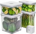 Premium Airtight Food Storage Containers & Vacuum Sealer Machine Starter Set, 4-piece Container with Sealer, 100% Leak Proof,Keep food fresh up to 5 times longer than non-vacuum strorage.