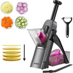 Safe Mandoline Slicer, Potato Clips Vegetable Food Cutter, Thickness Adjustable for Cucumber Onion Lemon with Vegetable Peeler (Only Slicer) Black