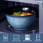 MEKY Soup Bowls Set of 4,40 OZ Large Ceramic Bowls - 7 Inch Deep Bowls for Ramen, Pho, Salad, Pasta, Cereal, Dishwasher & Microwave Safe Stackable Serving Bowls(Blue)