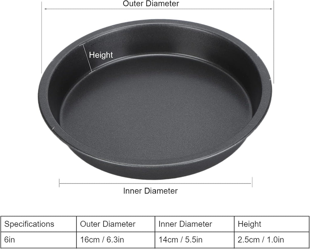 2Pcs Pizza Pan, 6in/9in/10in/12in Deep Dish Round Pizza Pan for Oven, Non Stick Thickened Carbon Steel Baking Pan for Home Kitchen, Dishwasher Safe(6in)