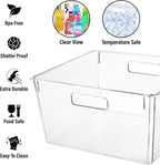 Clear Extra Large Plastic Storage Bins, Perfect for Pantry Organizers and Storage Containers Fridge Organizer Plastic Bins Kitchen Organizer Bin for Organizing Under Sink Refrigerator Organization